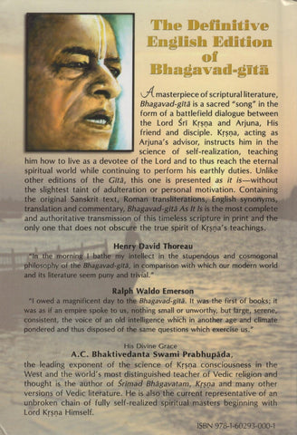 Bhagavad-Gita As It Is By Swami Prabhupada Definitive English Edition Hardcover