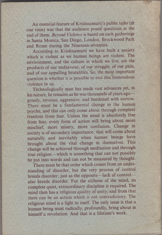 Beyond Violence by J. Krishnamurti