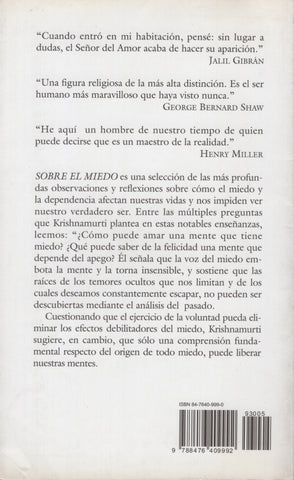 Sobre el miedo by Krishnamurti  Spanish Edition