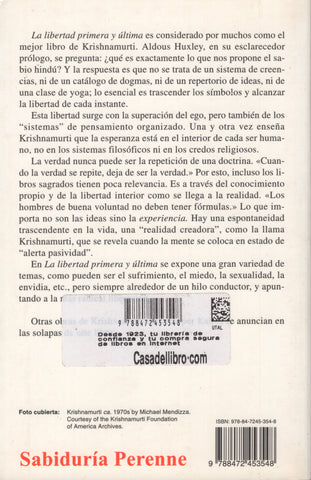 La libertad primera y última by J. Krishnamurti Spanish Edition