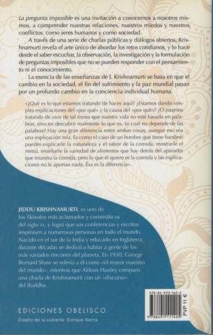 La pregunta imposible by J. Krishnamurti Spanish Edition