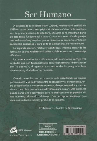 Ser humano: Un cambio radical de la mente by J. Krishnamurti Spanish First Edition