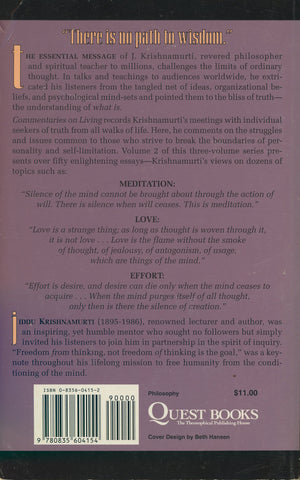 Commentaries on Living by Jiddu Krishnamurti 1st Edition