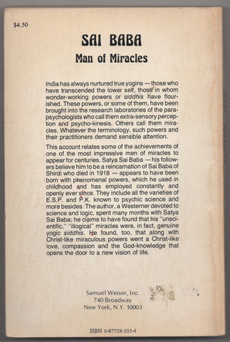 Sai Baba Man of Miracles by Howard Murphet