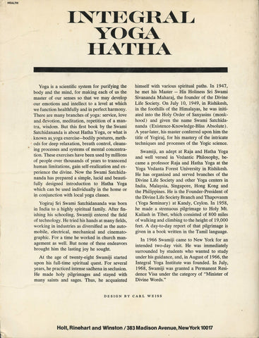 Integral Yoga Hatha Sri Swami Satchidananda