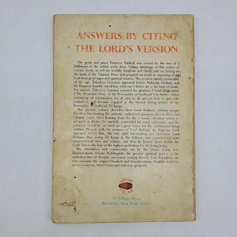 Answers By Citing The Lord's Version By Prabhupada Very Rare 1st Edition 1971