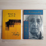 Spirituality Books Lot of 2 Prabhuji Krishnamurti Relationships Meditation Love