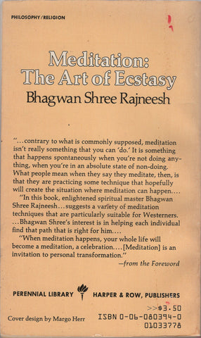 Meditation The Art of Ecstasy by Osho Bhagwan Shree Rajneesh Paperback