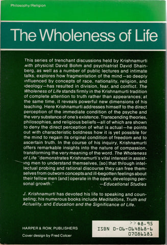 The Wholeness of Life By J. Krishnamurti
