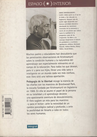 Pedagogia de la libertad by J. Krishnamurti Spanish Edition