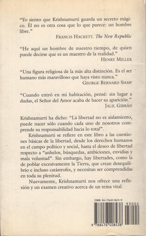 Sobre la libertad by J. Krishnamurti Spanish Edition