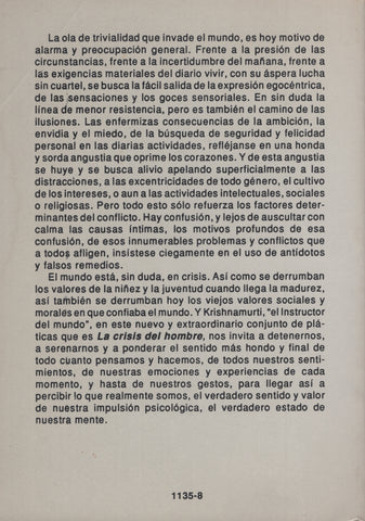 La crisis del hombre by J. Krishnamurti Spanish Edition