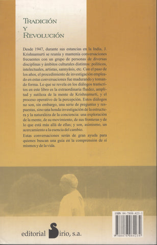 Tradicion Y Revolucion by J. Krishnamurti Spanish Second Edition