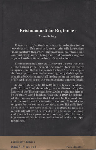 Krishnamurti for Beginners by Jiddu Krishnamurti