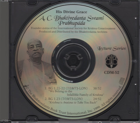 A. C. Bhaktivedanta Swami Prabhupada Lectures Series CDM-52 Krishna Is Anxious