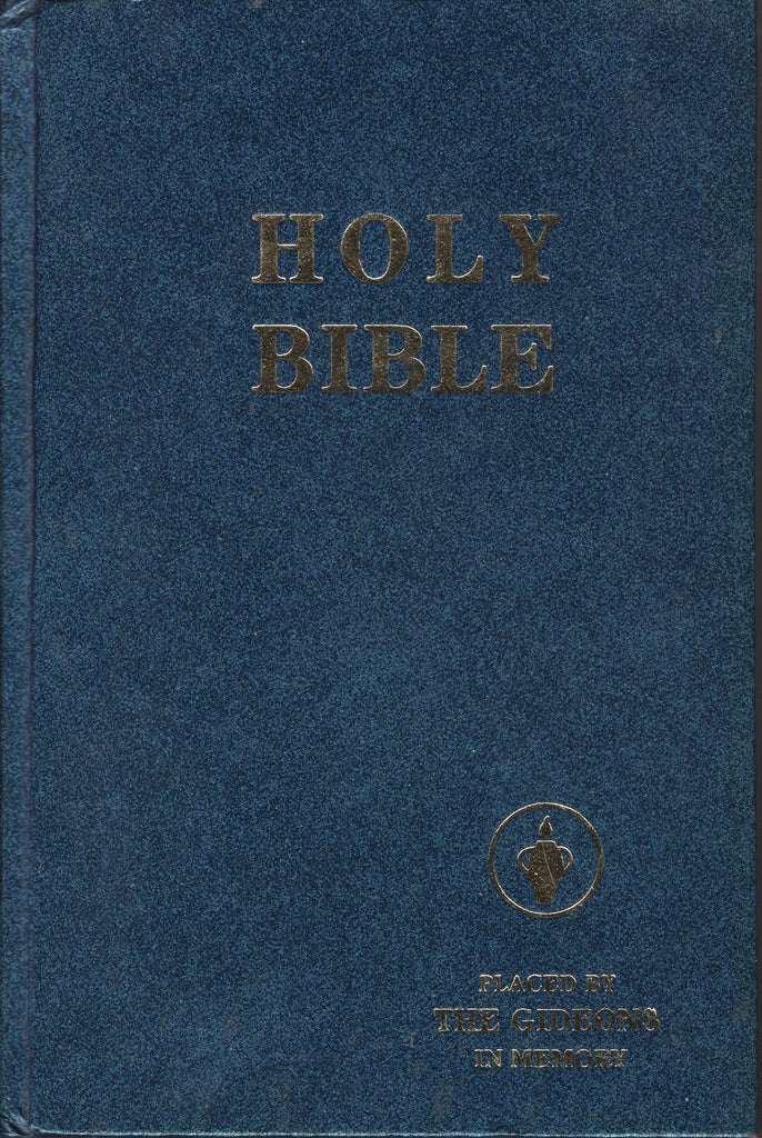 The Holy Bible Placed By the Gideons In Memory Blue Hardcover