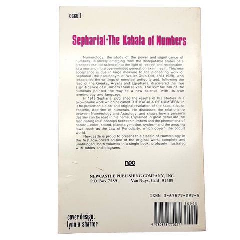 The Kabala of Numbers by A. Sepharial Newcastle Occult Book P-27 1974